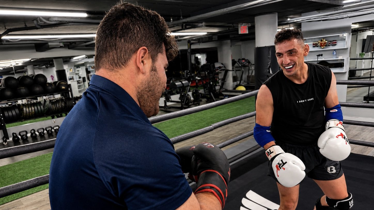 Sparring partners training in the ring at DKM Academy